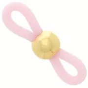 Attaches lunettes avec perle ronde Rose/Doré x4