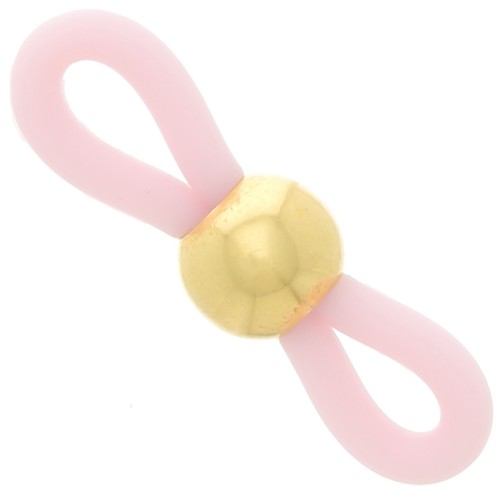 Attaches lunettes avec perle ronde Rose/Doré x4