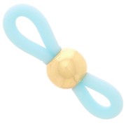Attaches lunettes avec perle ronde Bleu Turquoise/Doré x4|raw }}