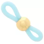 Attaches lunettes avec perle ronde Bleu Turquoise/Doré x4