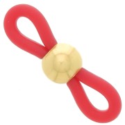 Attaches lunettes avec perle ronde Rouge/Doré x4
