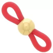 Attaches lunettes avec perle ronde Rouge/Doré x4