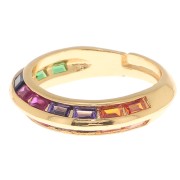 Bague réglable large avec Oxydes de Zirconium - Doré - Multicolore x1|raw }}