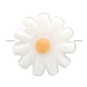 Perle fleur marguerite 10 mm en nacre - Blanc - Orange x1|raw }}