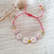 Perle fleur marguerite 10 mm en nacre - Blanc - Orange x1