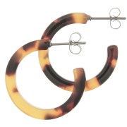 Créoles en acétate de cellulose 25 mm Ecaille de tortue - Marron - Noir x2