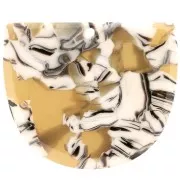 Pendentif demi-lune en acétate 29x34 mm - Ecaille de tortue Ocre - Blanc x1