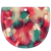 Pendentif demi-lune en acétate 29x34mm - Ecaille de tortue Rouge - Blanc - Vert x1|raw }}