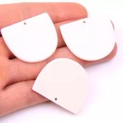 Pendentif demi-lune en acétate mat 29x34 mm - Ivoire x1