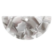Pendentif demi-lune en acétate 15x30.5 mm - Ecaille de tortue - Gris - Marron x1|raw }}