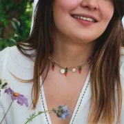 Breloques piment en verre 20x10 mm - Rouge - Vert x4