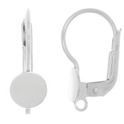 Dormeuses plateau 17 mm pour cabochon 6 mm avec anneau fermé - Argent 925 x2