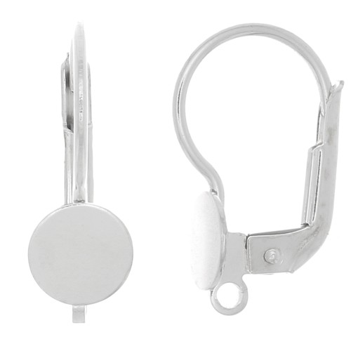 Dormeuses plateau 17 mm pour cabochon 6 mm avec anneau fermé - Argent 925 x2