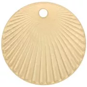 Breloque ronde effet plissé 15mm avec serti pour cabochon 4mm - Doré à l'or fin x1