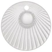 Breloque ronde effet plissé 15 mm avec serti pour cabochon 4 mm - Placage Argent fin x1