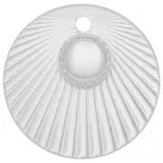 Breloque ronde effet plissé 15 mm avec serti pour cabochon 4 mm - Placage Argent fin x1