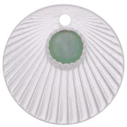 Breloque ronde effet plissé 15 mm avec serti pour cabochon 4 mm - Placage Argent fin x1