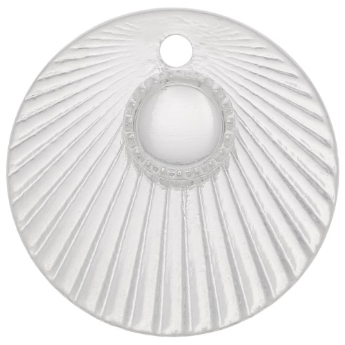 Breloque ronde effet plissé 15 mm avec serti pour cabochon 4 mm - Argent 925 x1