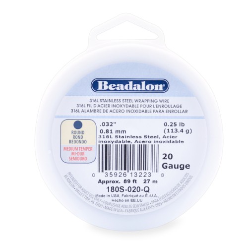 Fil rond 0.81 mm - Acier inoxydable 316L x27m