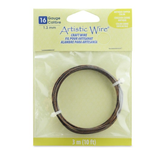 Fil de cuivre Artistic Wire 1.3 mm anti-ternissement - Cuivré vieilli x3m
