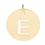 Breloque ronde 12 mm - lettre E - avec anneau - Acier inoxydable 304 Doré x1