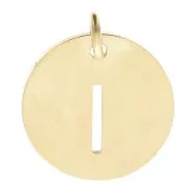 Breloque ronde 12 mm - lettre I - avec anneau - Acier inoxydable 304 Doré x1