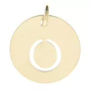 Breloque ronde 12 mm - lettre O - avec anneau - Acier inoxydable 304 Doré x1