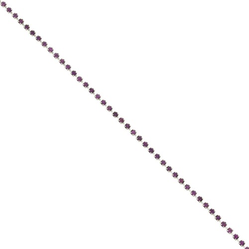 Chaîne strass en Laiton avec cristal taillé 2.10 mm - Argenté - Amethyst x50cm