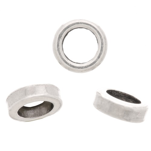 Perles rondelles Heishi - disques plats percés 3 mm Placage argent fin vieilli x25