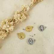 Breloque ronde irrégulière avec oeil 15x12 mm - Doré à l'or fin x1