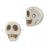 Perle Tête de mort en Howlite teintée 14 mm imitation Os x1