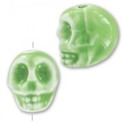 Tête de mort en céramique 13x11 mm Vert Anis x1|raw }}