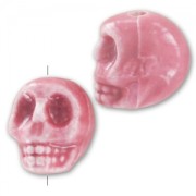 Tête de mort en céramique 13x11 mm Rose  x1|raw }}