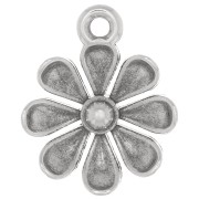 Pendentif fleur travaillée 13.5 mm - Placage argent fin vieilli x1|raw }}