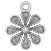 Pendentif fleur travaillée 13.5 mm - Placage argent fin vieilli x1