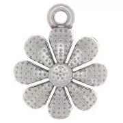 Pendentif fleur travaillée 13.5 mm - Placage argent fin vieilli x1
