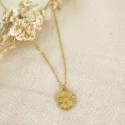 Pendentif fleur marguerite 17.5 mm - Doré à l'or fin x1