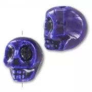 Tête de mort en céramique 13x11 mm Cobalt x1
