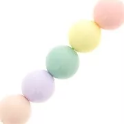 Assortiment de 24 perles rondes 12 mm en résine opaque - Multicolore pastel