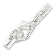 Fermoir mousqueton 10 mm attache cordon 2 mm Placage argent fin x1