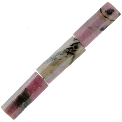 Perles tubes facettées en pierre gemme 15x5 mm - Rhodonite x5