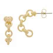 Créoles clous d'oreilles effet chaîne 20 mm - Doré x2