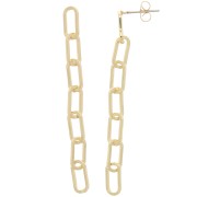Boucles d'oreilles pendantes chaîne maille rectangle 58x5 mm - Doré x2