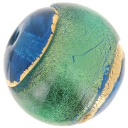 Ronde Murano 12 mm cerclée d'or Aquamarine x1|raw }}