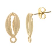 Clous d'oreilles coquillage avec anneau fermé 17x8 mm - Doré x2|raw }}