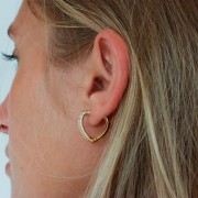 Dormeuses forme coeur avec oxydes de zirconium 18x19 mm - Doré - Crystal x2