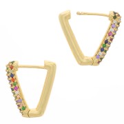 Dormeuses forme design avec oxydes de zirconium 18x16 mm - Doré - Multicolore x2|raw }}