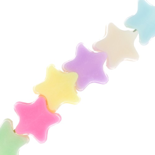 Assortiment de perles étoiles gros trous - 10 mm Multicolore Pastel x50