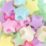 Assortiment de perles étoiles gros trous - 10 mm Multicolore Pastel x50