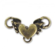 Intercalaire coeur 3 anneaux 11x19 mm bronze x1
